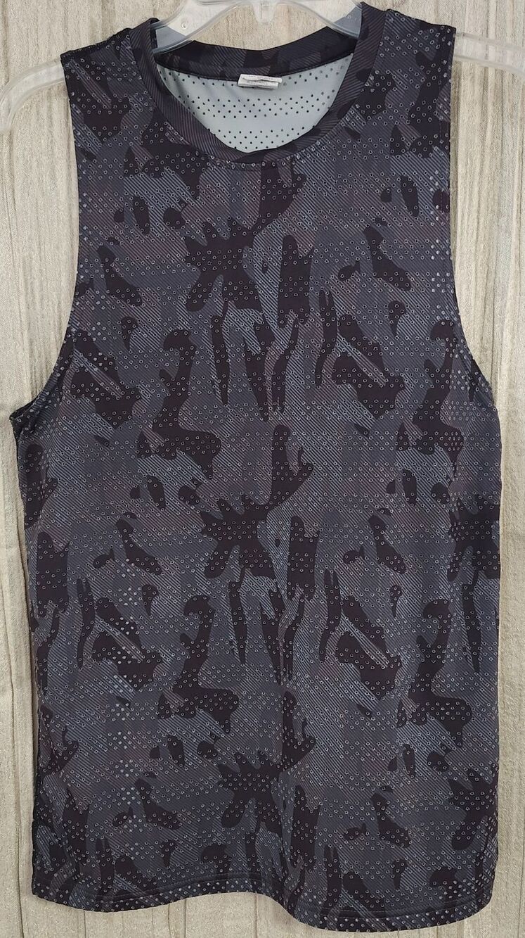 Zyia Active Women's Tank Top Gray Black Small Sleeveless Racerback Mesh Stretch